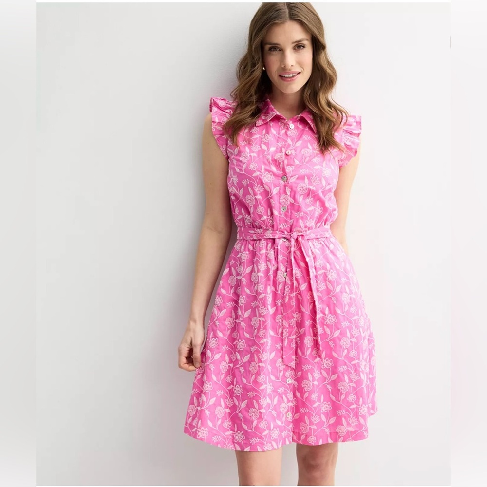 Draper James Pink Floral Ruffle Sleeve Mini Dress